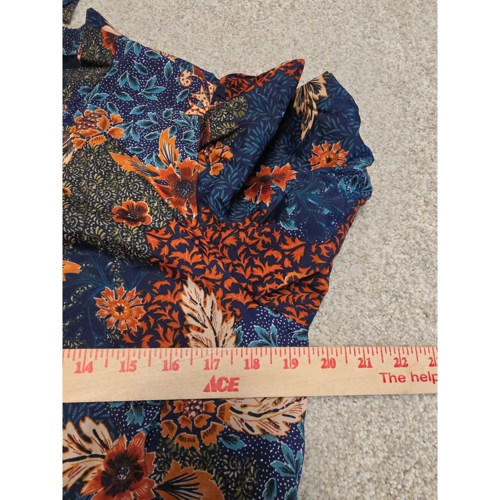 Julia Jordan Women's Navy‎ Fall Floral Puff Sleeve Midi Dress Tie Neck Sz 14 - Picture 10 of 14